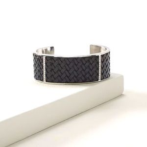 WHBM Black Leather and Silver Cuff Bracelet-NWT